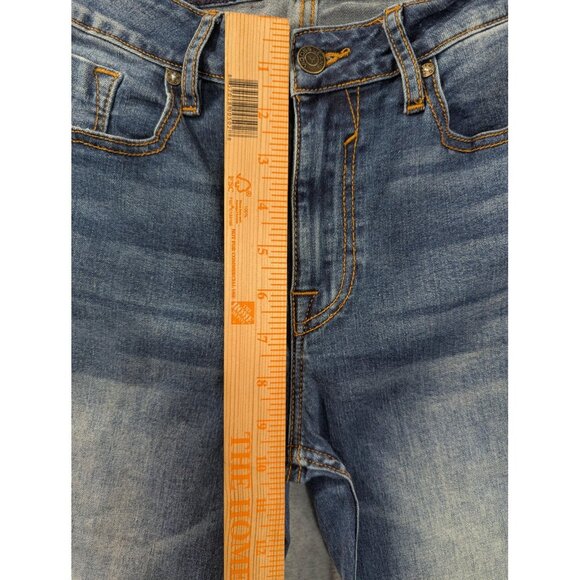 Vigoss Gwen Kick Flare Jeans Womens 27x26 Blue High Rise Raw Hem Distressed - Picture 7 of 16